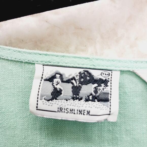 Tunic Size 1X Irish Linen Mint MOP Button Boho Minimalist Quiet Luxury Old Money - Picture 3 of 16